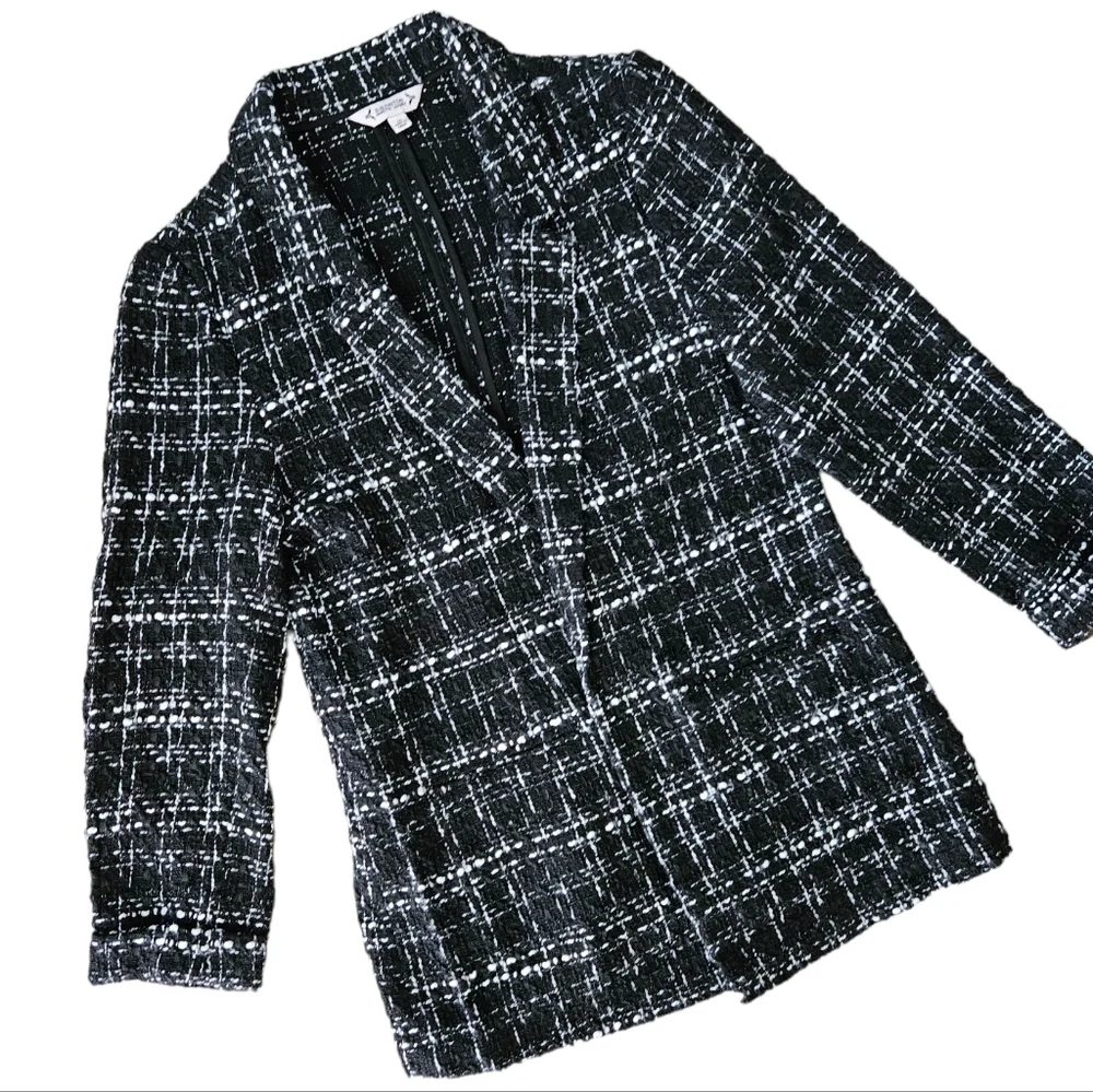 Nanette Lepore Black & White Tweed Blazer Jacket - Picture 4 of 5